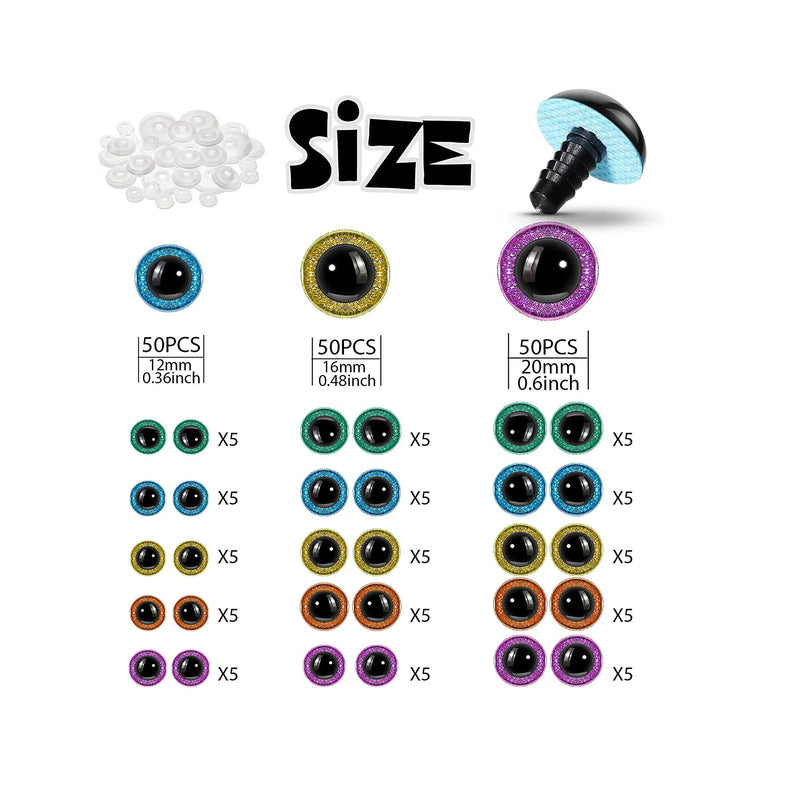 150 Large Glitter Safety Eyes for Amigurumi